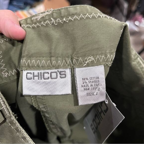 NWT Chicos Tripoli Cargo Straight Leg Pants Deep Woods Green - Picture 2 of 7